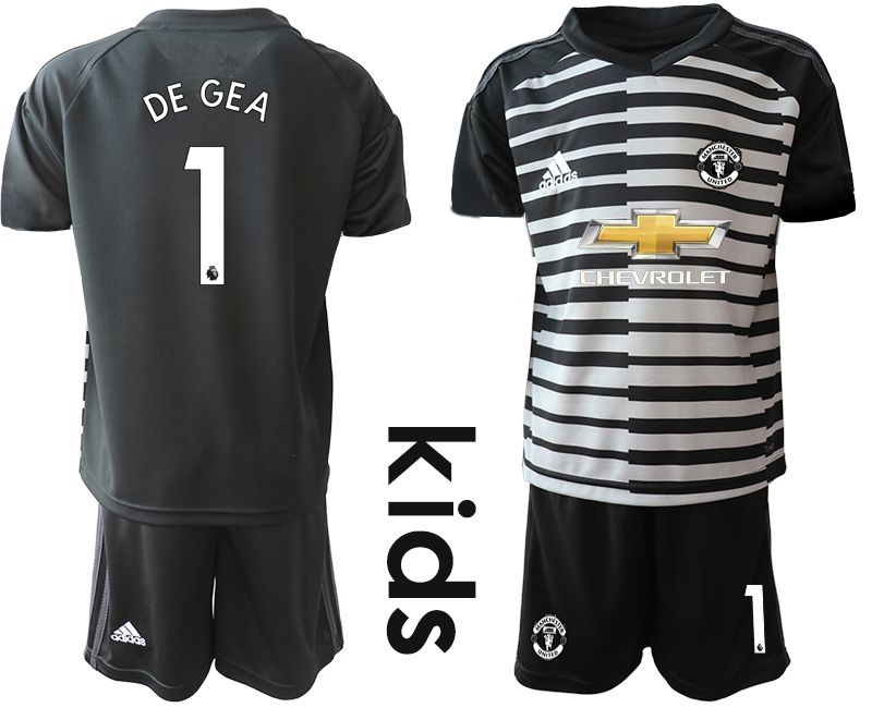Youth 2020-2021 club Manchester United black goalkeeper #1 Soccer Jerseys